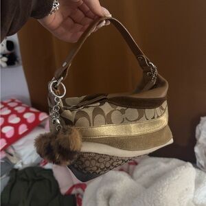 Coach Brown and Gold Shoulder Bag